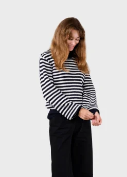 Klitmoller Collective Strick-Gunilla knit - Navy/cream Mossgreen/cream