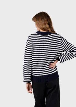 Klitmoller Collective Strick-Gunilla knit - Navy/cream Mossgreen/cream