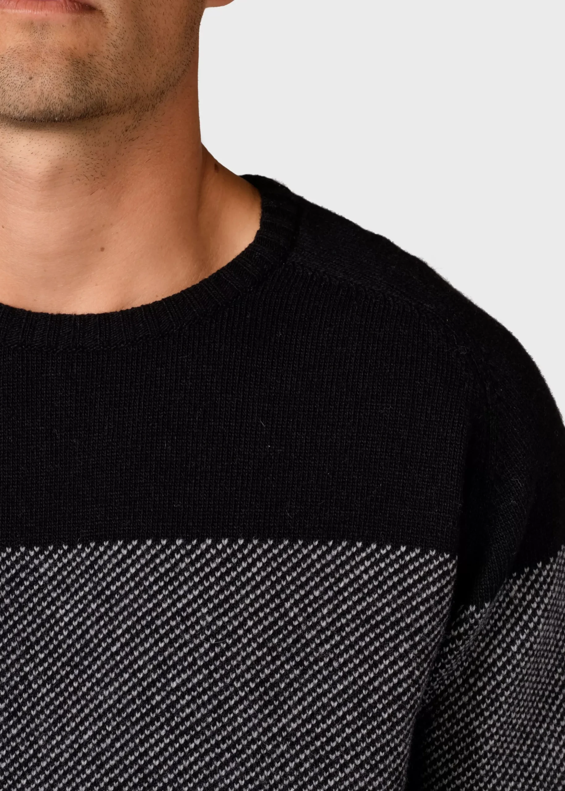 Klitmoller Collective Strick-Halfdann knit - Black/light grey Navy/cream