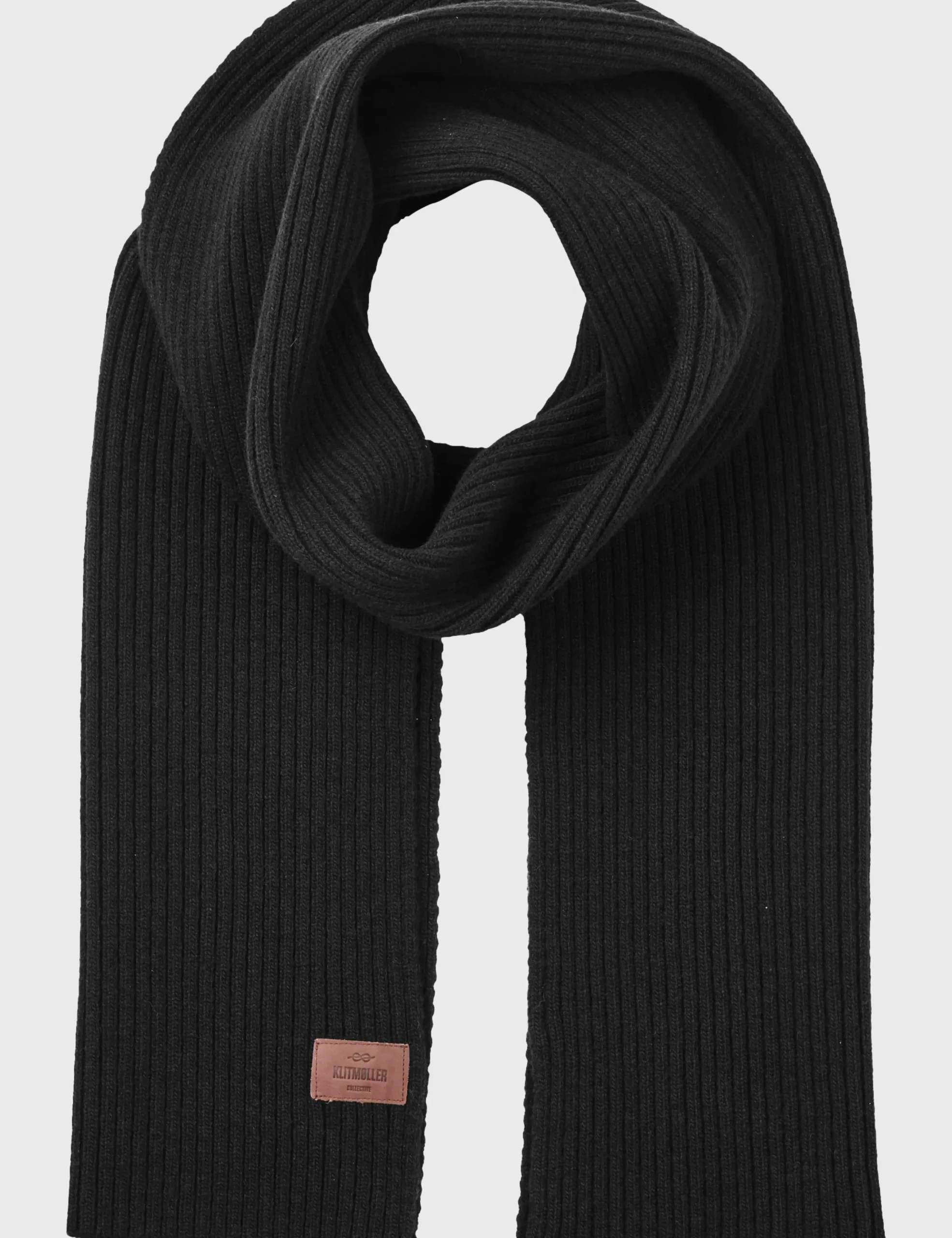 Klitmoller Collective Accessories-Heavy rib scarf - Black Lightgrey