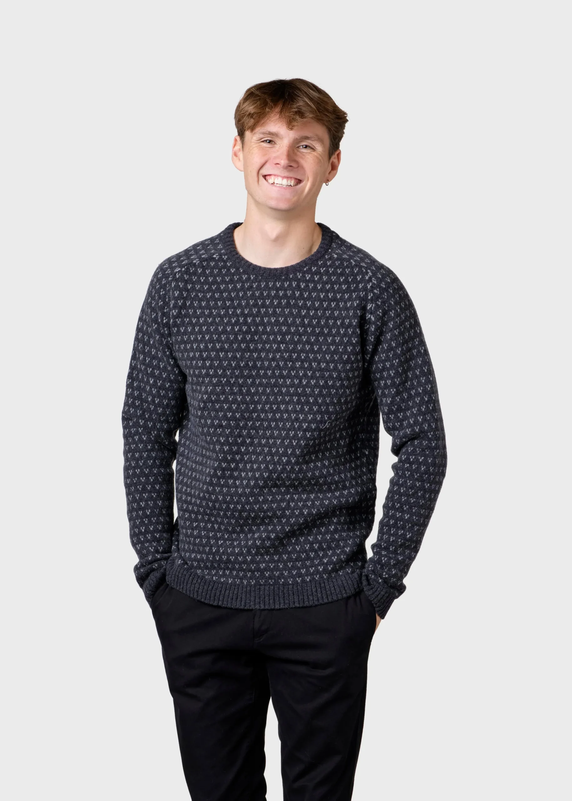 Klitmoller Collective Strick-Hugo knit - Anthracite/light grey Olive/cream