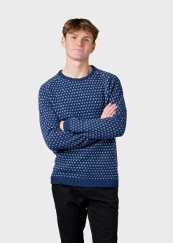 Klitmoller Collective Strick-Hugo knit - Deep blue/cream Olive/cream