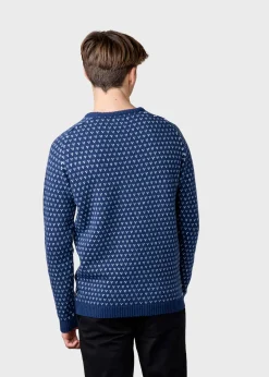 Klitmoller Collective Strick-Hugo knit - Deep blue/cream Olive/cream