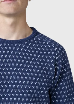 Klitmoller Collective Strick-Hugo knit - Deep blue/cream Olive/cream