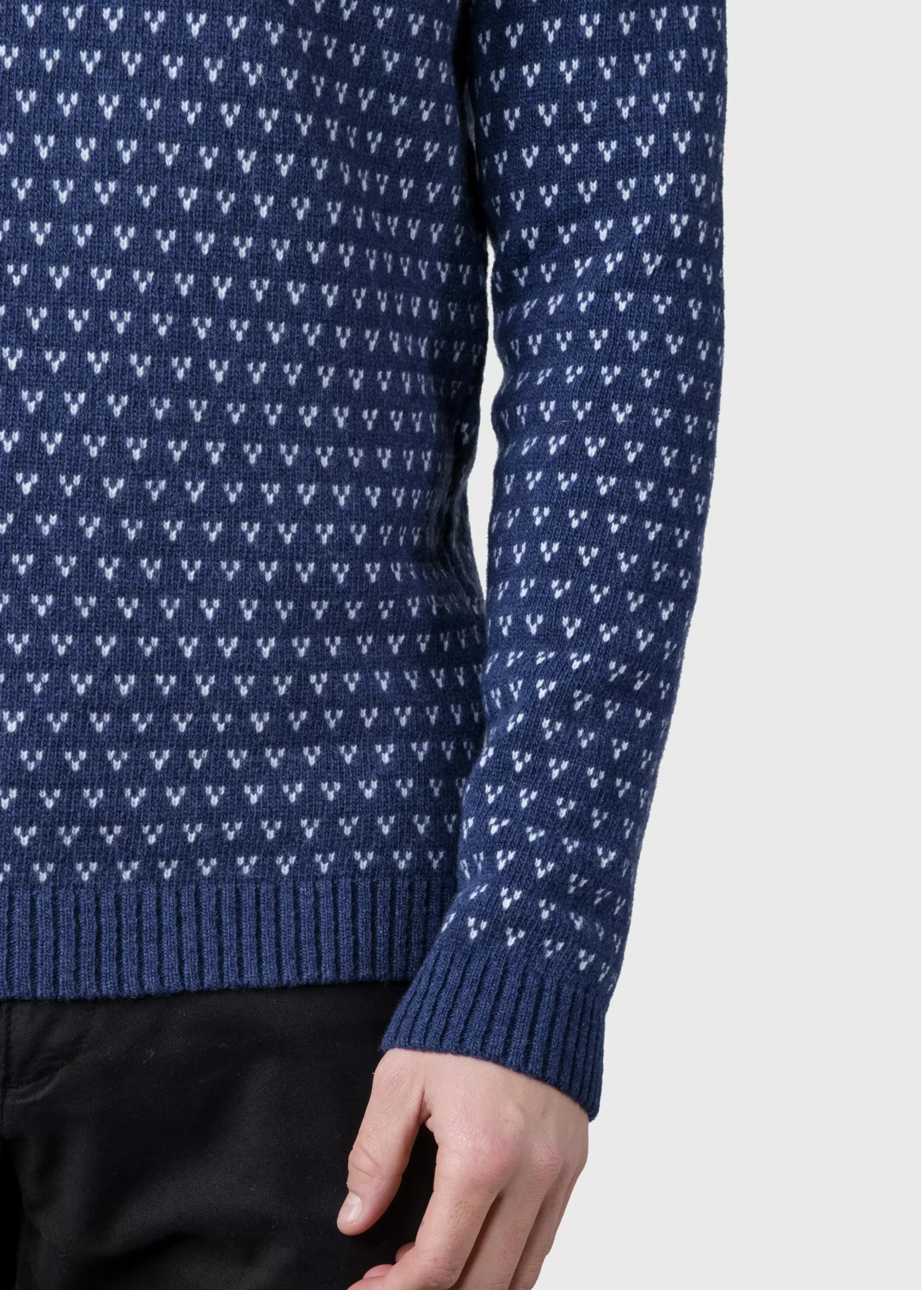 Klitmoller Collective Strick-Hugo knit - Deep blue/cream Olive/cream