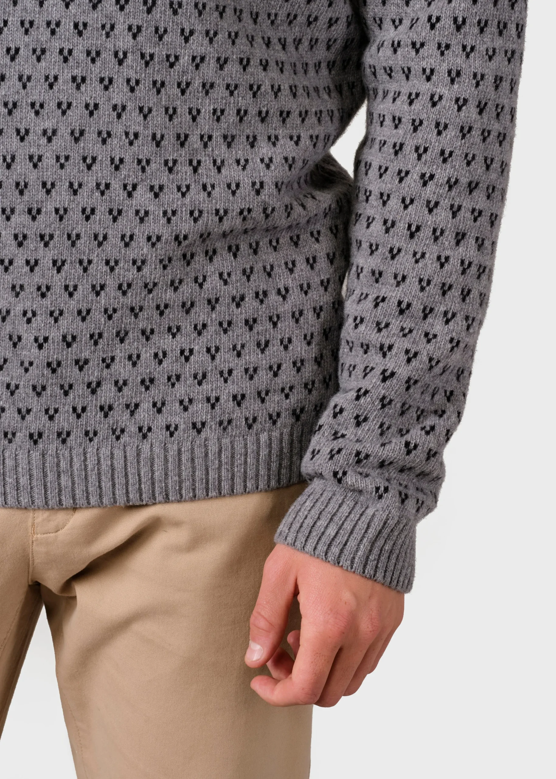 Klitmoller Collective Strick-Hugo knit - Light grey/black Olive/cream