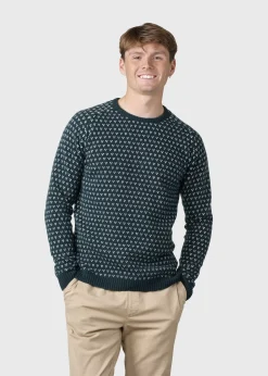 Klitmoller Collective Strick-Hugo knit - Moss green/cream Olive/cream