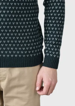 Klitmoller Collective Strick-Hugo knit - Moss green/cream Olive/cream
