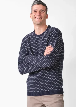 Klitmoller Collective Strick-Hugo knit - Navy/cream Olive/cream