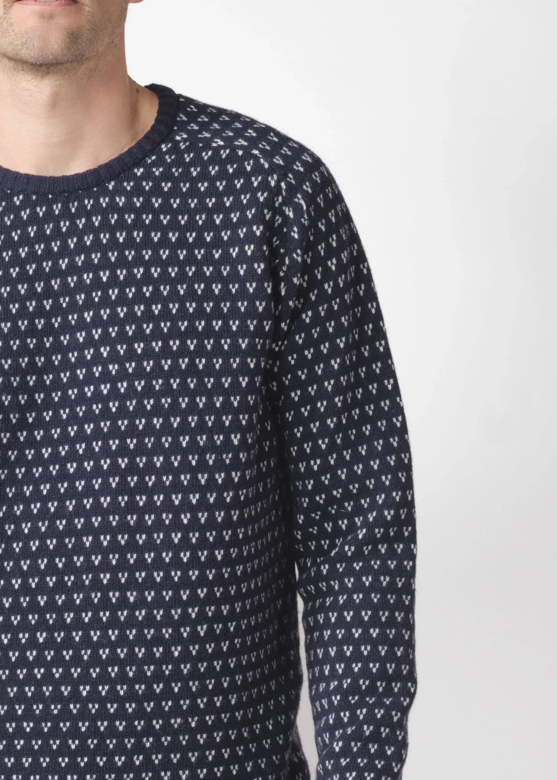 Klitmoller Collective Strick-Hugo knit - Navy/cream Olive/cream