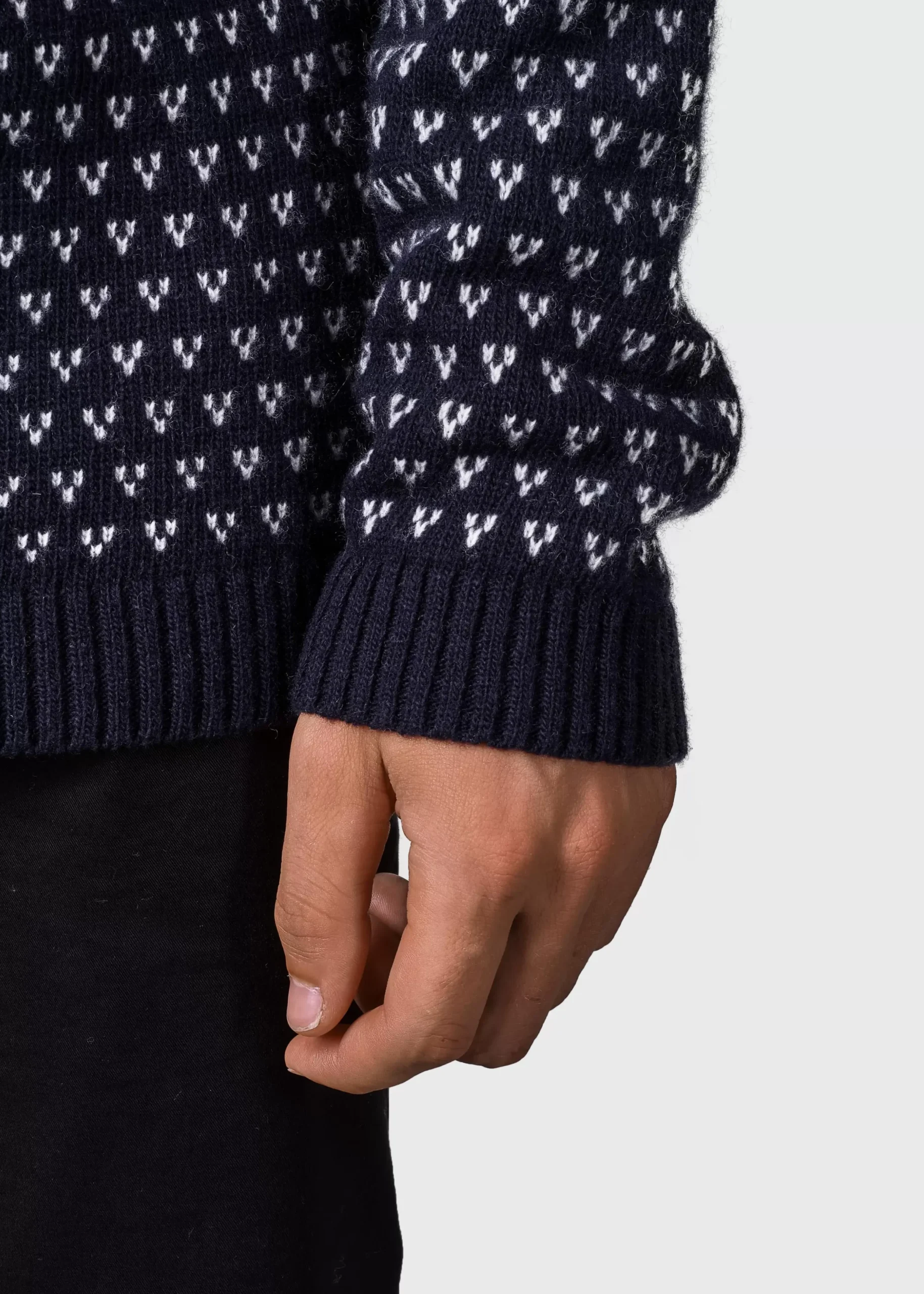 Klitmoller Collective Strick-Hugo knit - Navy/cream Olive/cream