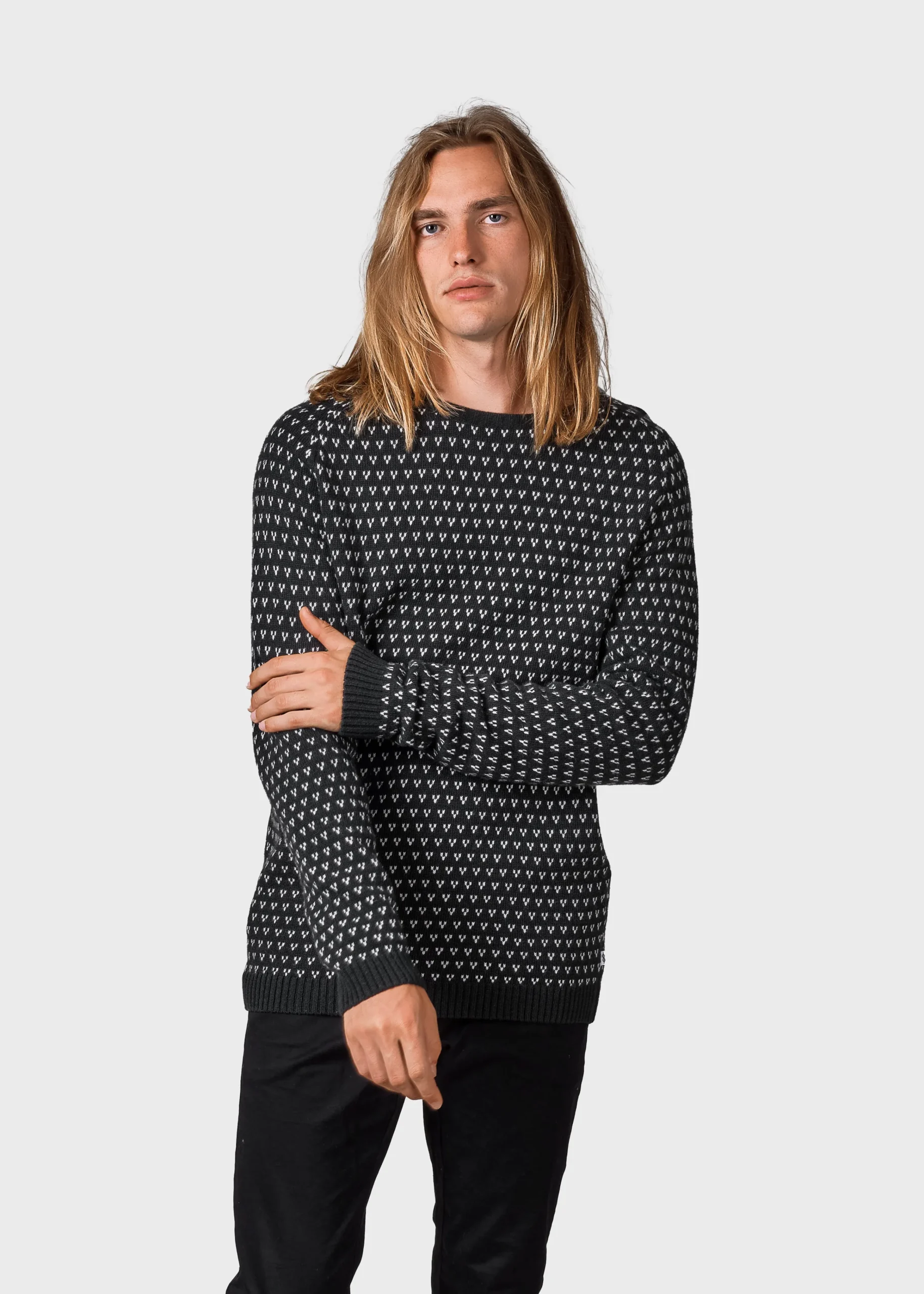 Klitmoller Collective Strick-Hugo knit - Olive/cream