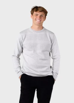 Klitmoller Collective Strick-Johan knit - Pastel grey Olive/cream