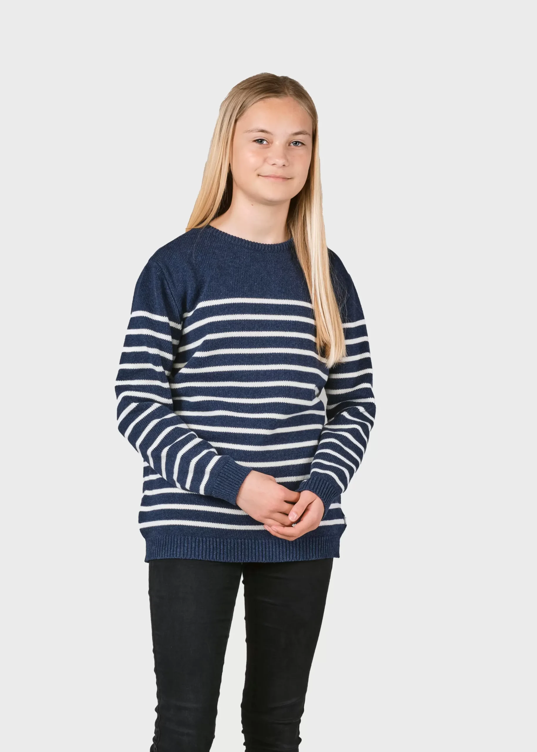 Klitmoller Collective Kinder-Kids stripe cotton knit - Ocean/cream Navy/cream