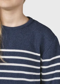 Klitmoller Collective Kinder-Kids stripe cotton knit - Ocean/cream Navy/cream