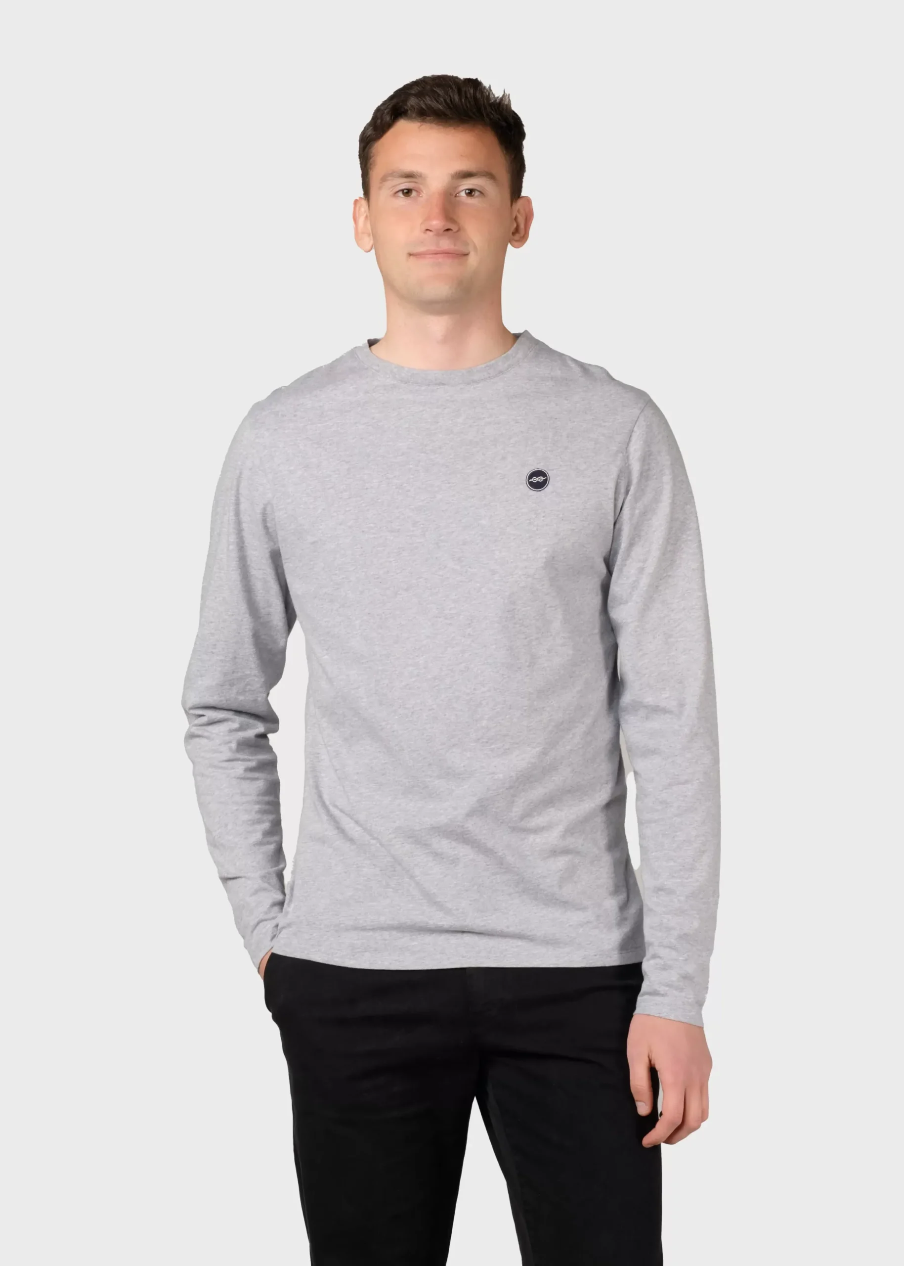 Klitmoller Collective T-shirts-Linus LS tee - Grey melange Navy
