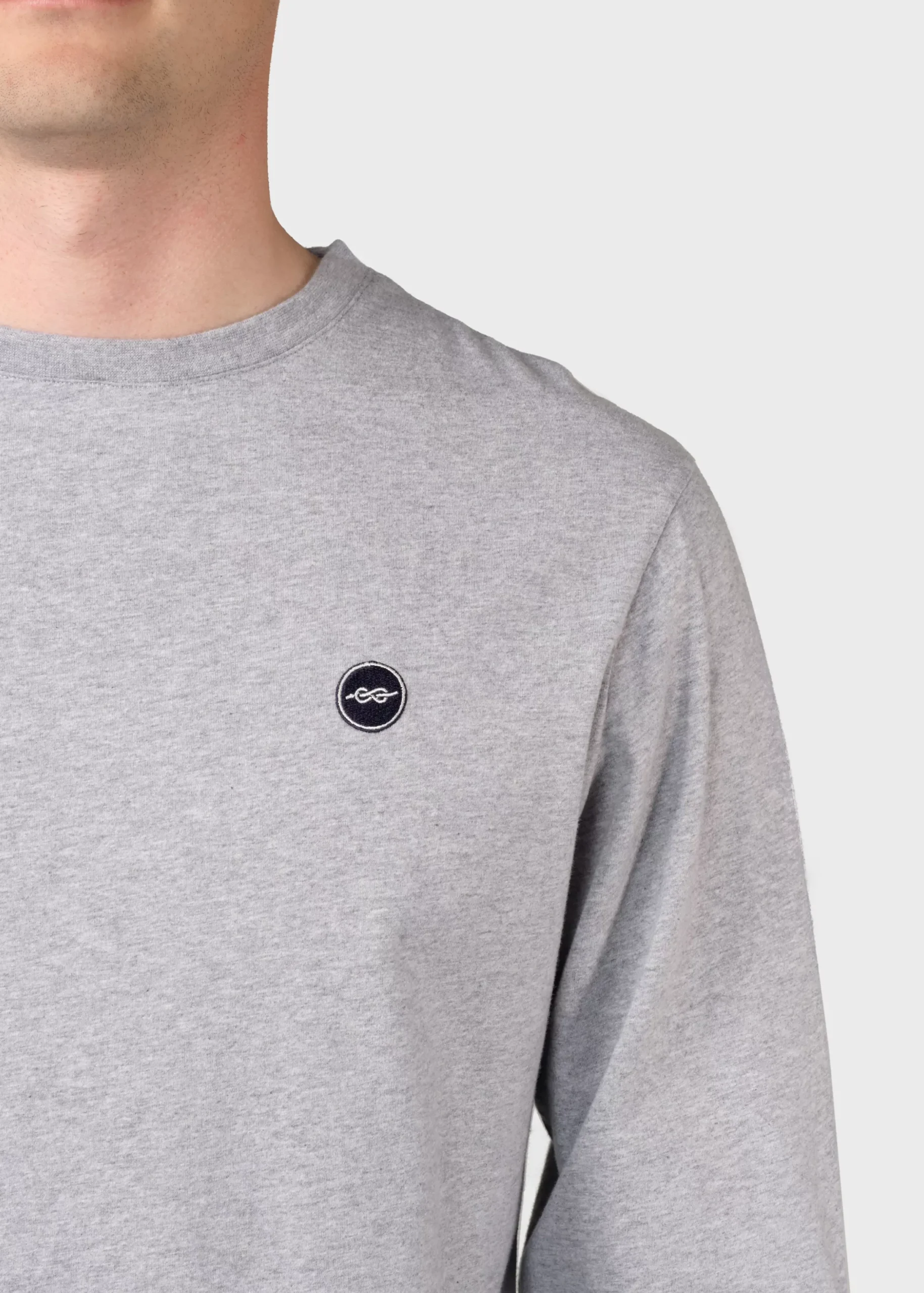 Klitmoller Collective T-shirts-Linus LS tee - Grey melange Navy
