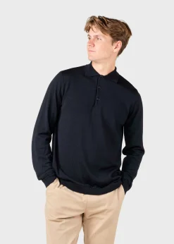 Klitmoller Collective Strick-L/S knit polo - Black