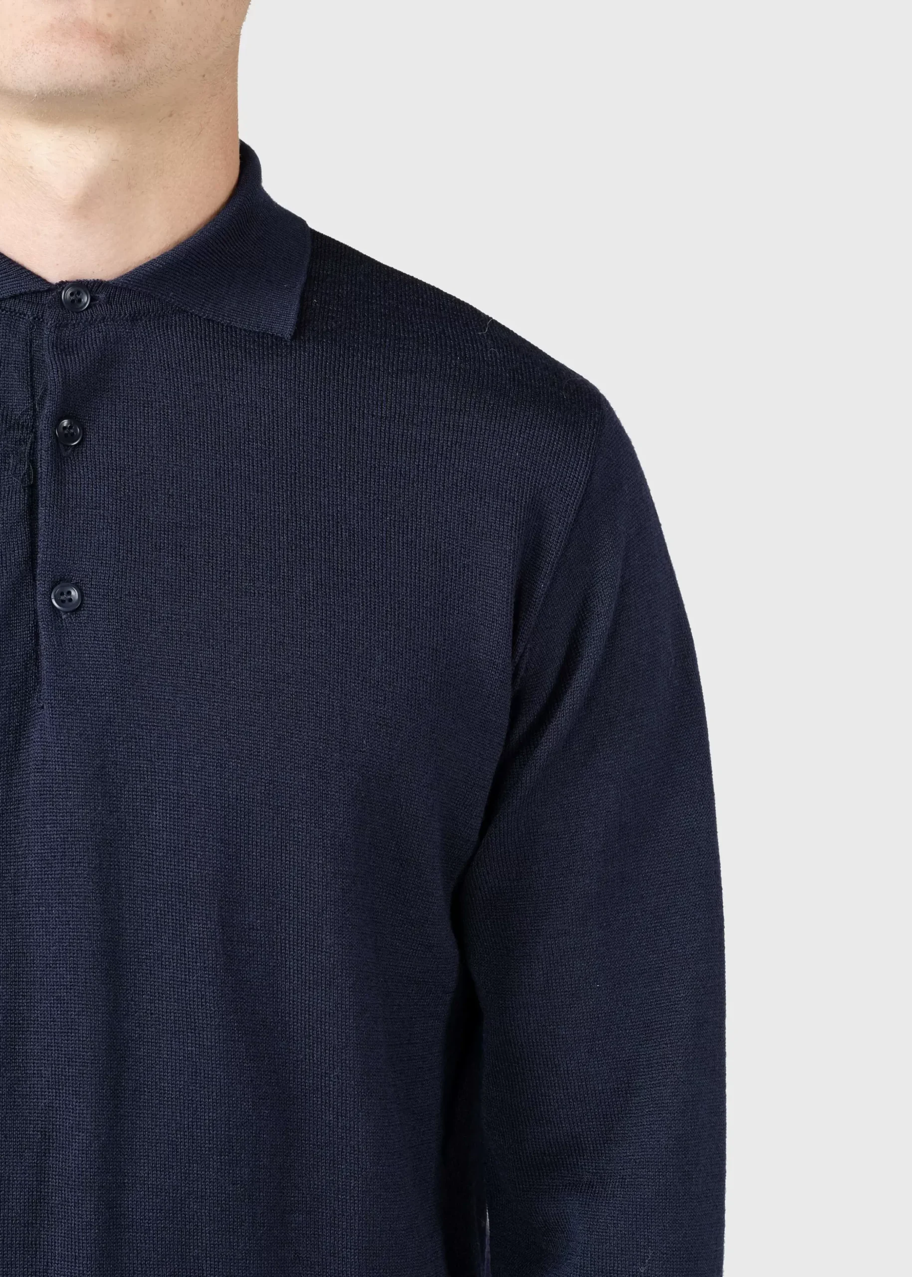 Klitmoller Collective Strick-L/S knit polo - Navy Black