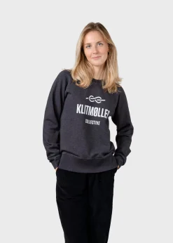 Klitmoller Collective Sweatshirts-Maja logo crew - Anthracite melange Skyblue