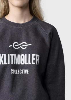 Klitmoller Collective Sweatshirts-Maja logo crew - Anthracite melange Skyblue
