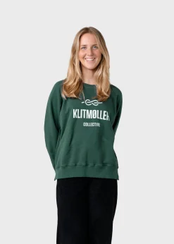 Klitmoller Collective Sweatshirts-Maja logo crew - Moss Green Skyblue