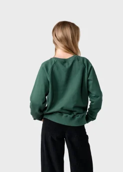 Klitmoller Collective Sweatshirts-Maja logo crew - Moss Green Skyblue