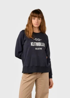 Klitmoller Collective Sweatshirts-Maja logo crew - Navy Skyblue