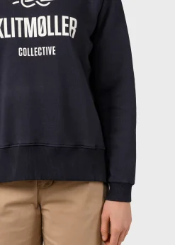 Klitmoller Collective Sweatshirts-Maja logo crew - Navy Skyblue