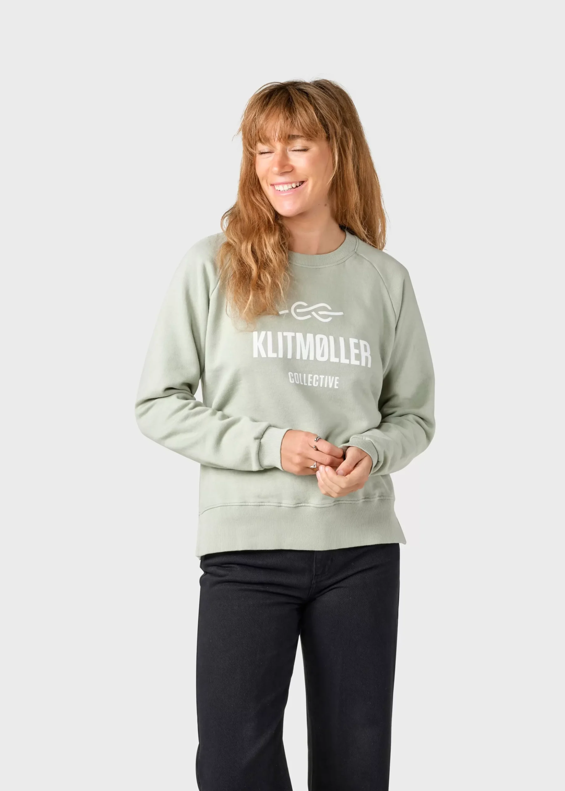 Klitmoller Collective Sweatshirts-Maja logo crew - Sage Skyblue