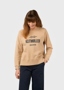 Klitmoller Collective Sweatshirts-Maja logo crew - Sand Skyblue