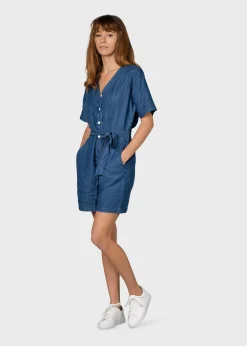Klitmoller Collective Jumpsuits-Marna short jumpsuit - Dark blue chambrey Black