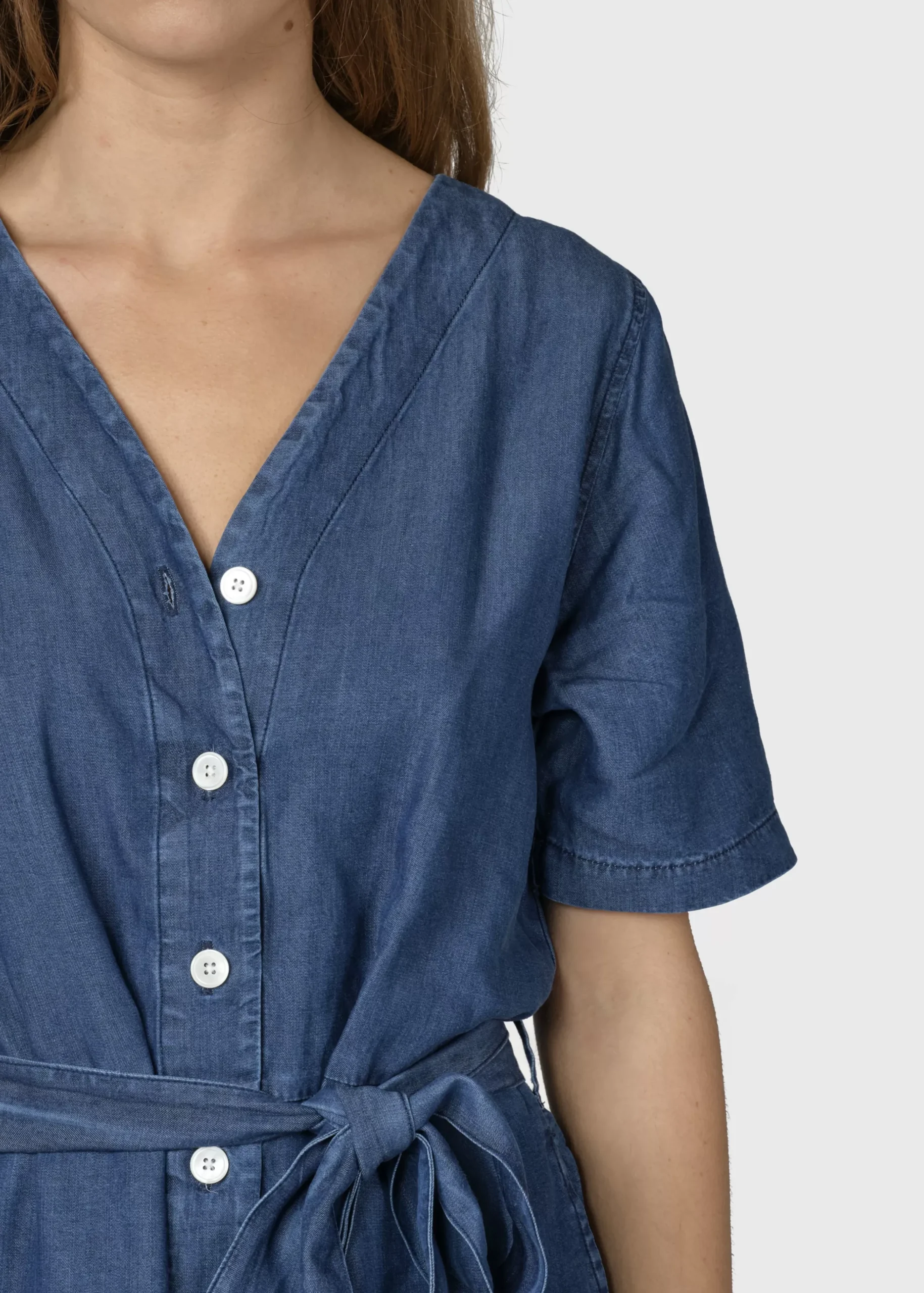 Klitmoller Collective Jumpsuits-Marna short jumpsuit - Dark blue chambrey Black