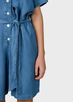 Klitmoller Collective Jumpsuits-Marna short jumpsuit - Light blue chambrey Black