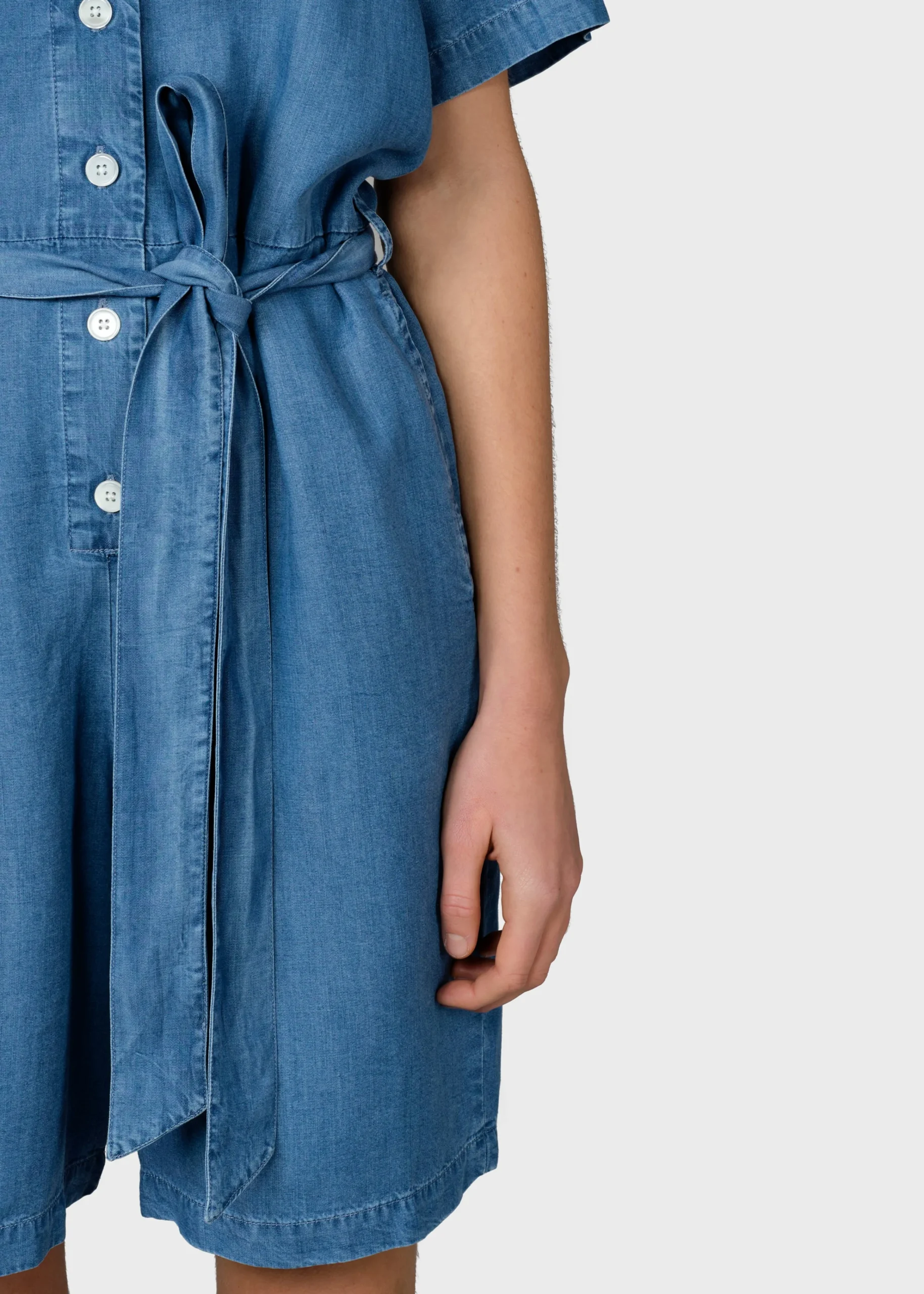 Klitmoller Collective Jumpsuits-Marna short jumpsuit - Light blue chambrey Black