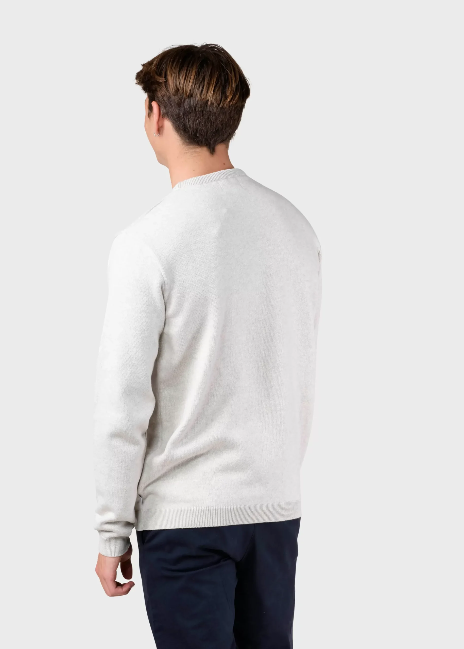 Klitmoller Collective Strick-Mens basic cotton knit - Cream melange Black