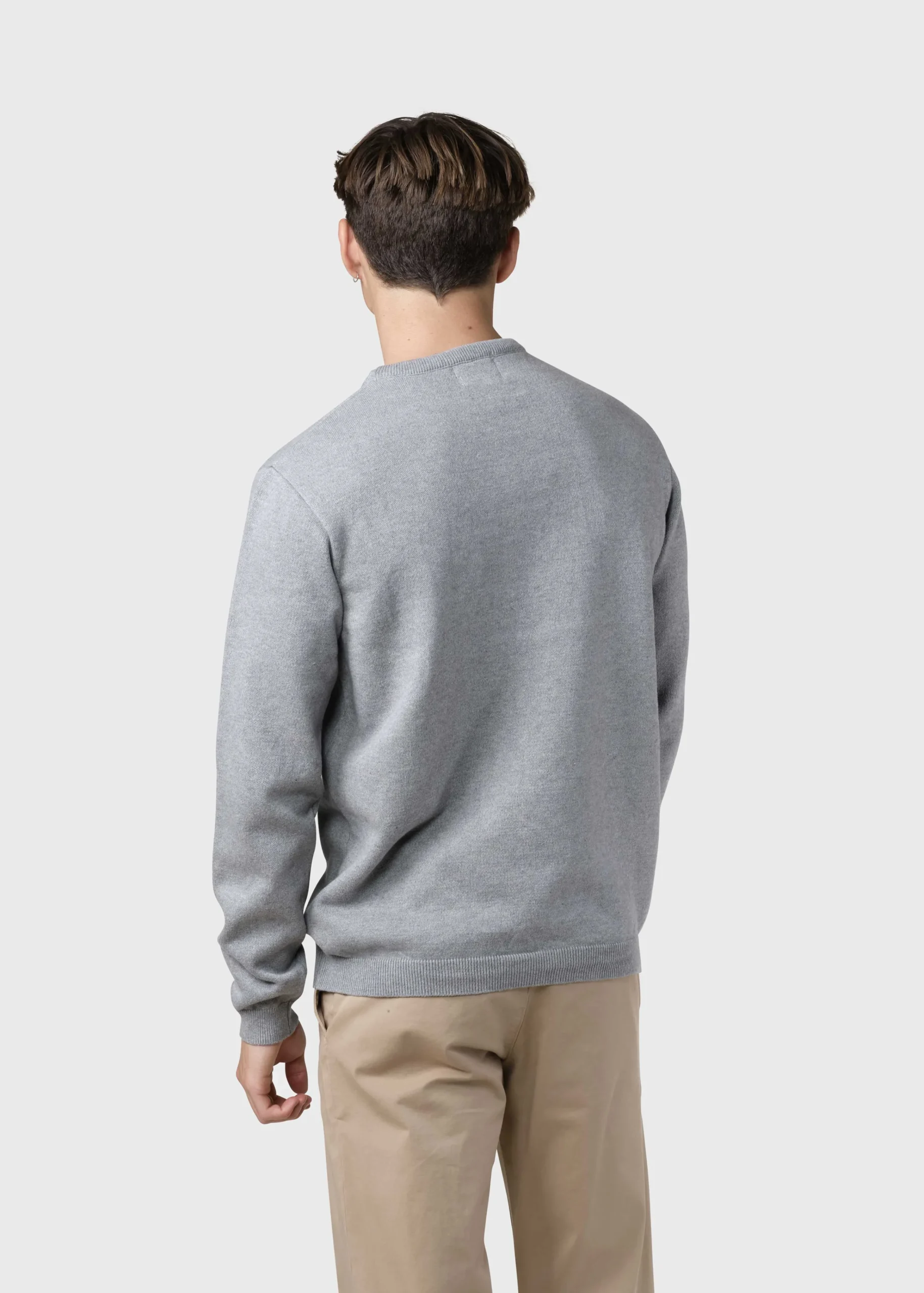 Klitmoller Collective Strick-Mens basic cotton knit - Light grey Black