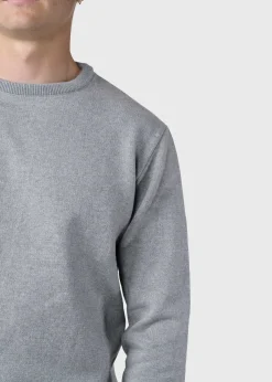 Klitmoller Collective Strick-Mens basic cotton knit - Light grey Black