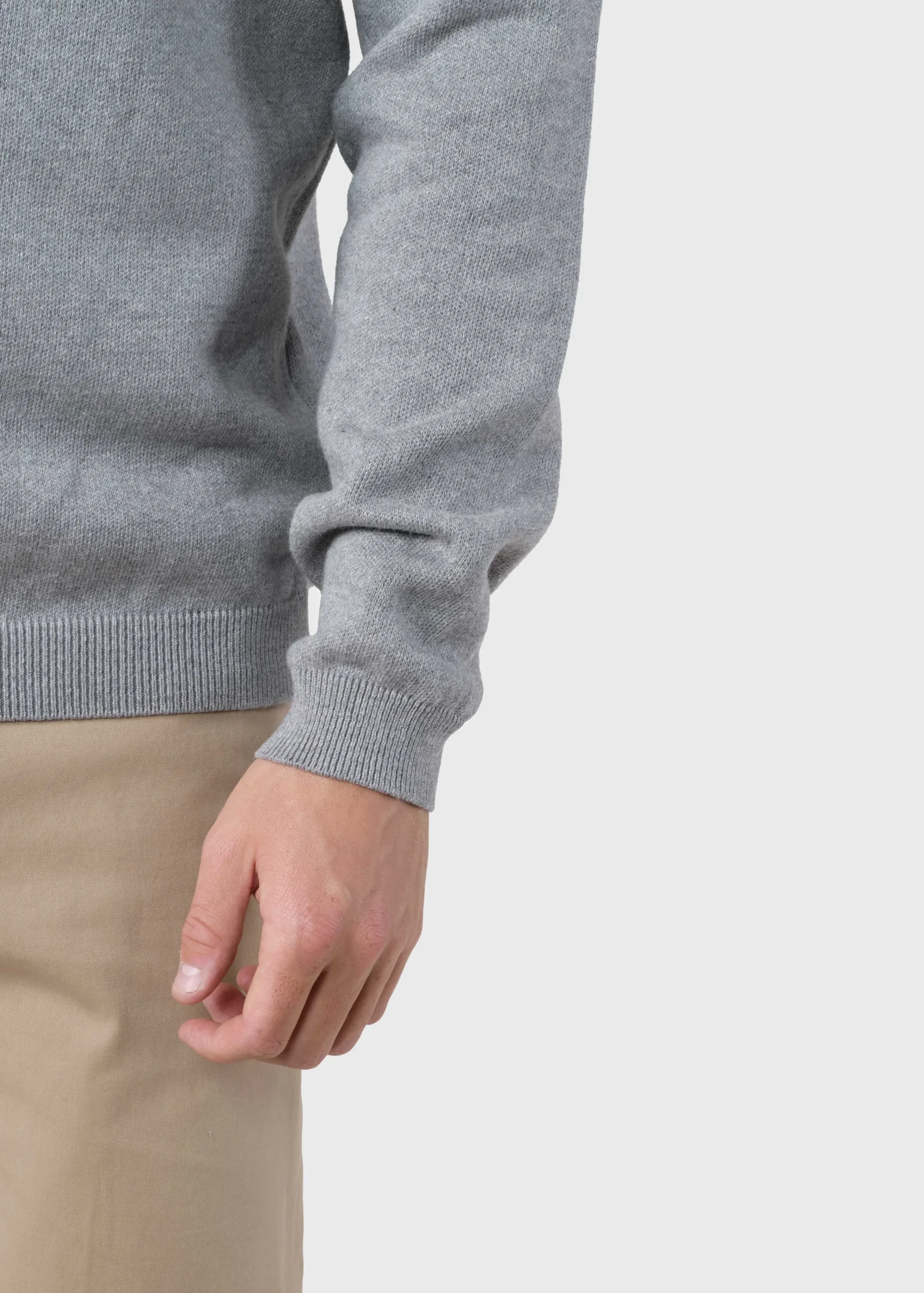 Klitmoller Collective Strick-Mens basic cotton knit - Light grey Black