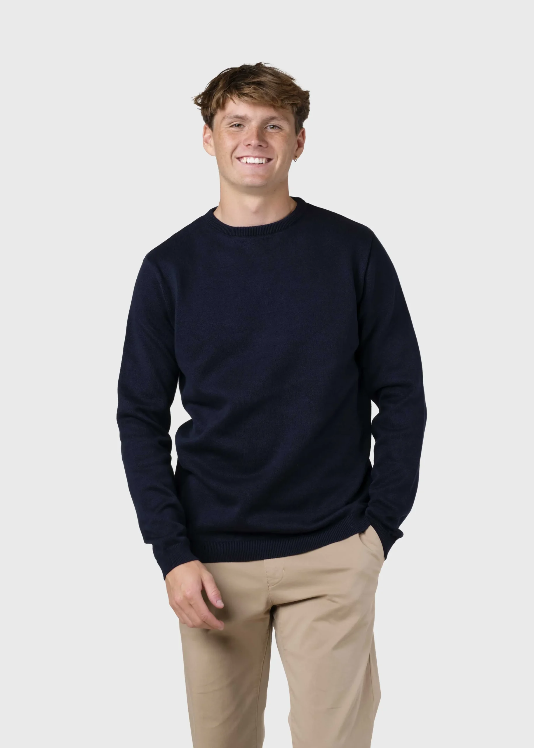 Klitmoller Collective Strick-Mens basic cotton knit - Navy Black