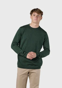 Klitmoller Collective Strick-Mens basic merino knit - Moss Green Navy