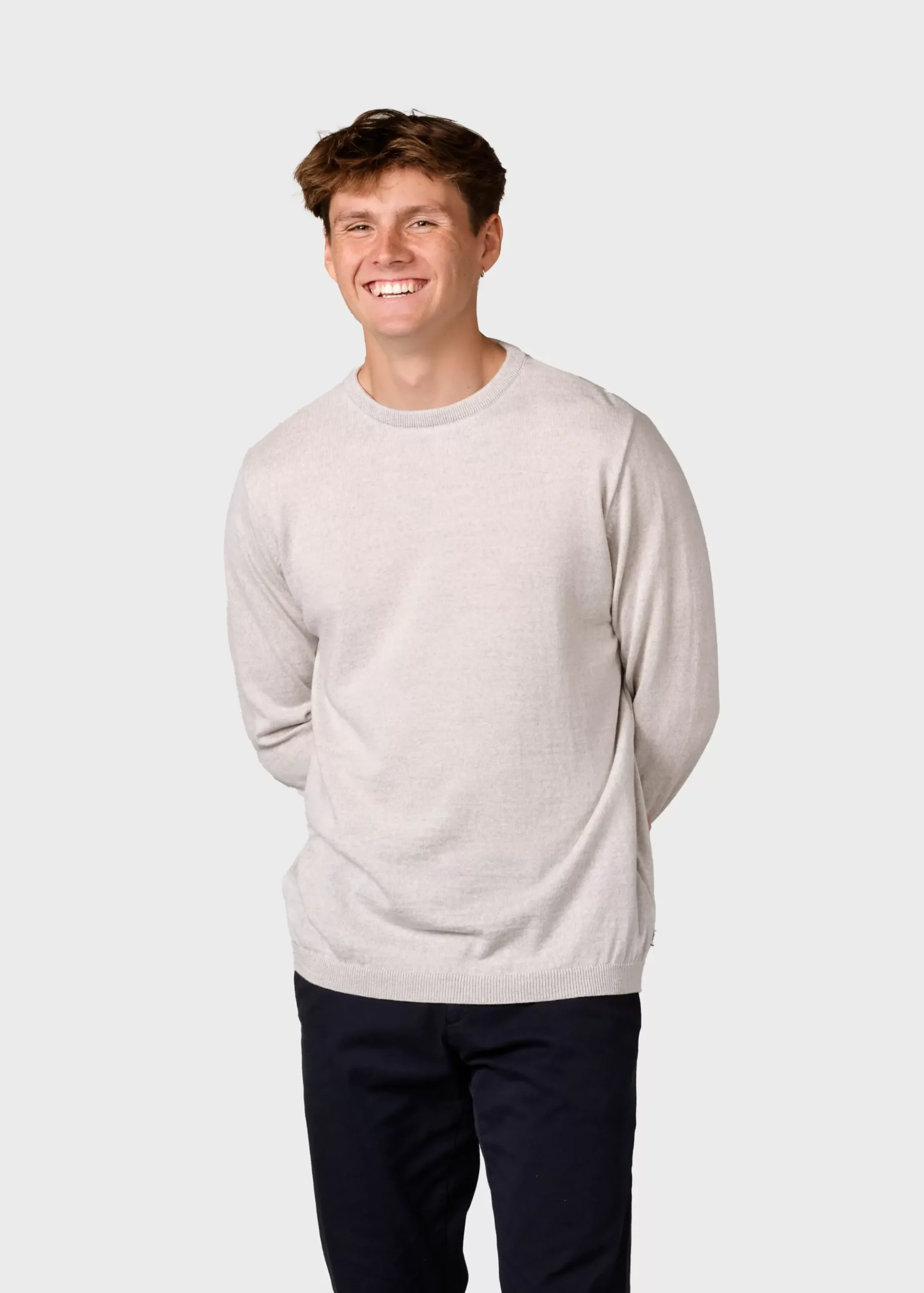 Klitmoller Collective Strick-Mens basic merino knit - Pastel grey Navy