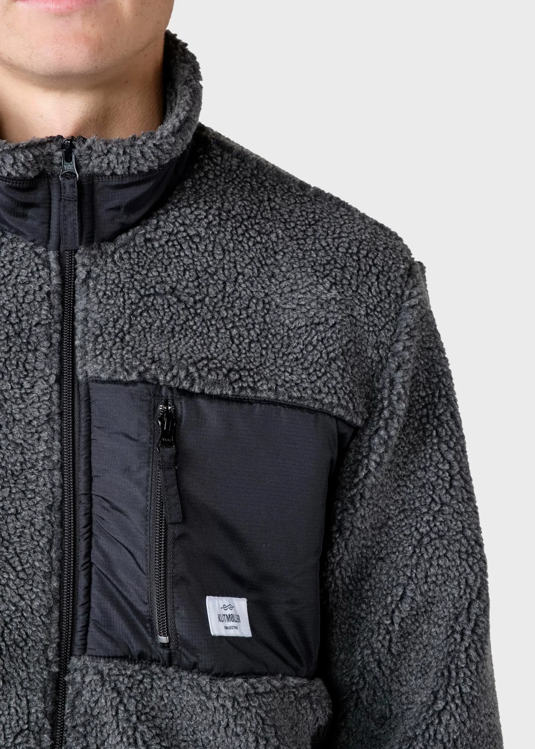 Klitmoller Collective Fleece-Mens fleece jacket - Grey Pastelgrey