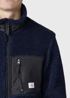 Klitmoller Collective Fleece-Mens fleece jacket - Navy Pastelgrey