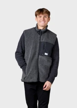 Klitmoller Collective Fleece-Mens fleece vest - Grey Black