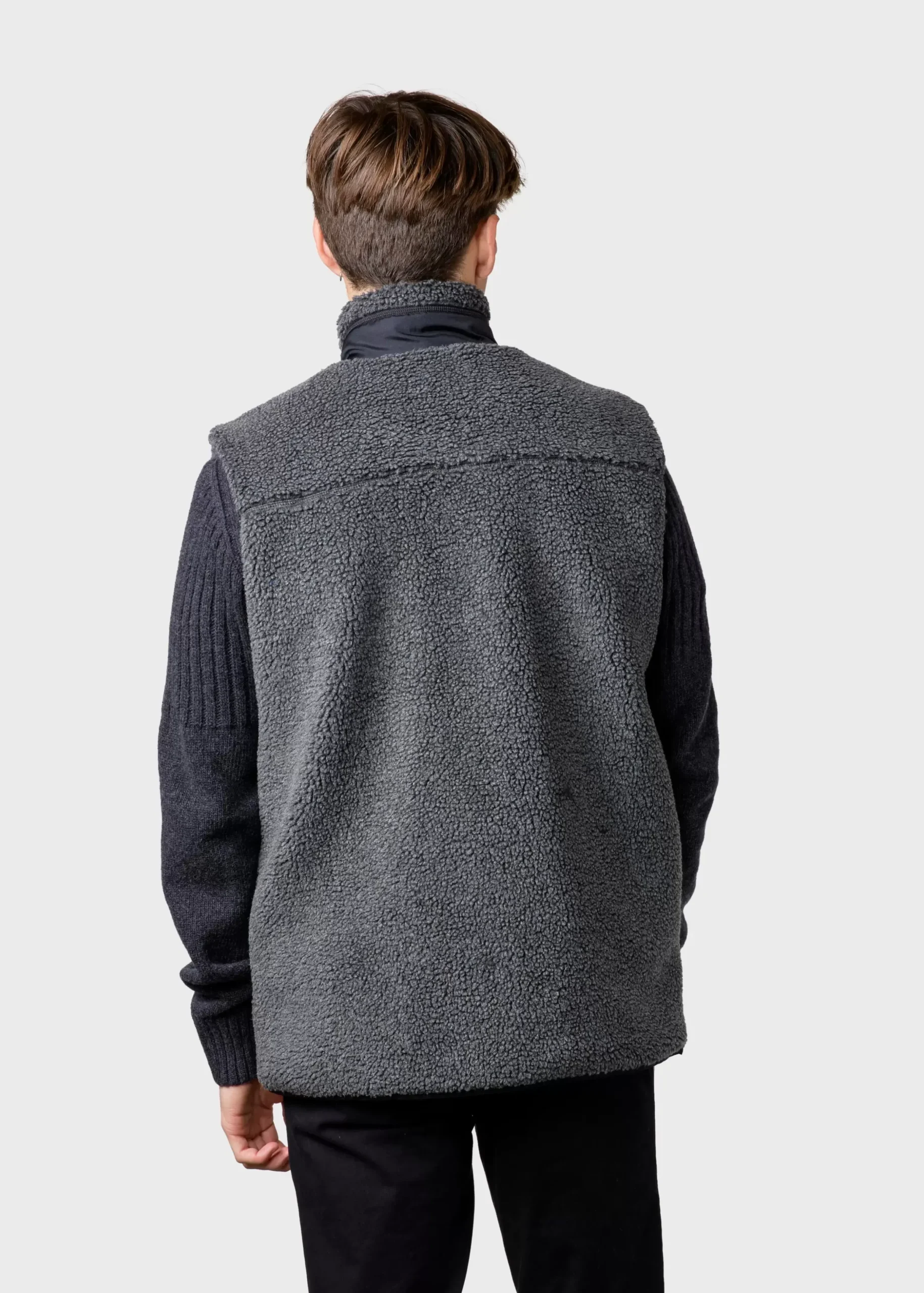Klitmoller Collective Fleece-Mens fleece vest - Grey Black
