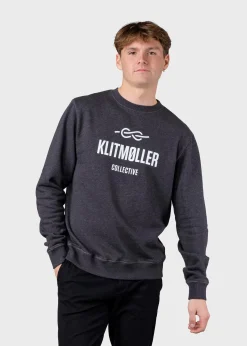 Klitmoller Collective Sweatshirts-Mens logo crew - Anthracite melange Ocean