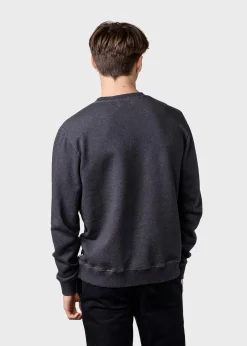 Klitmoller Collective Sweatshirts-Mens logo crew - Anthracite melange Ocean
