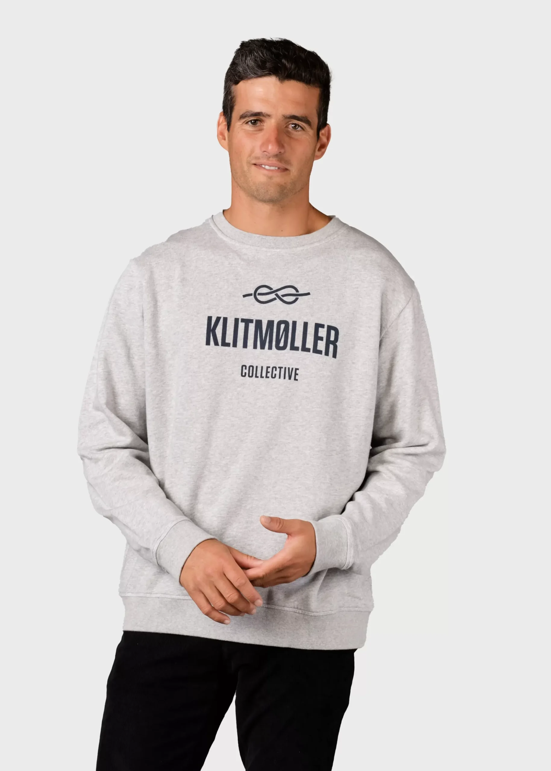 Klitmoller Collective Sweatshirts-Mens logo crew - Grey melange Ocean