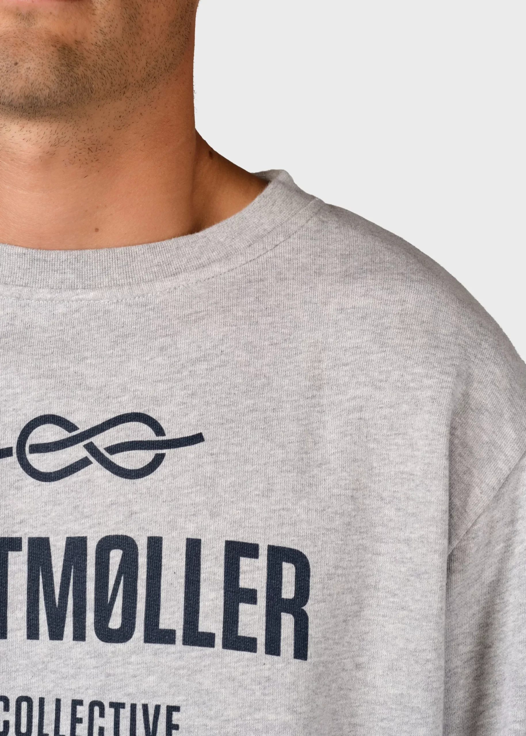Klitmoller Collective Sweatshirts-Mens logo crew - Grey melange Ocean